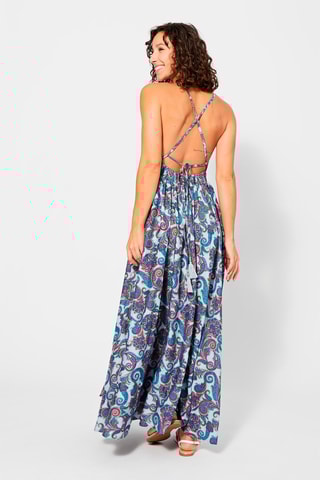 Robe longue - Bleu clair et bleu électrique
