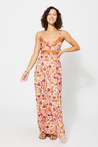 Robe longue - Blanc et orange