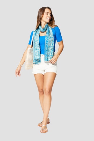 Foulard 2-en-1 - Beige et turquoise