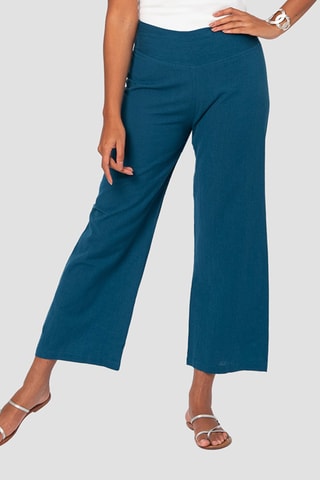 Pantalon en lin - Bleu pétrole