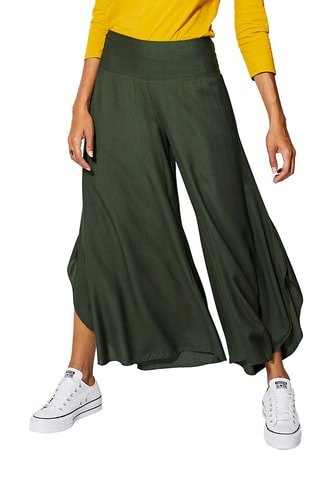 Pantalon palazzo taille haute - Kaki