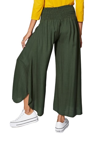 Pantalon palazzo taille haute - Kaki