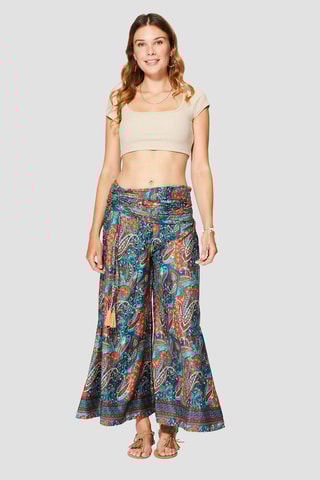 Pantalon palazzo - 
Bleu marine