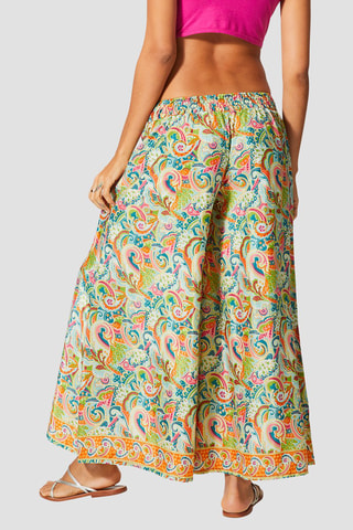 Pantalon palazzo - 
Jaune et turquoise