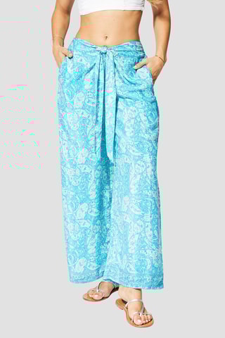 Pantalon palazzo - 
Bleu