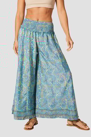 Pantalon palazzo - 
Bleu