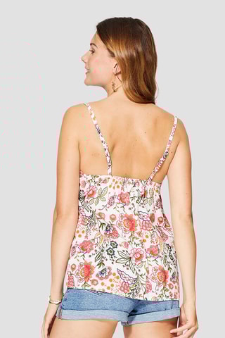 Top  - Blanc et rose