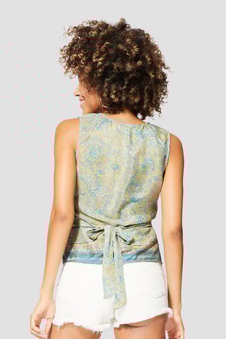 Top - Beige et turquoise