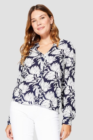 Top - Bleu marine et blanc