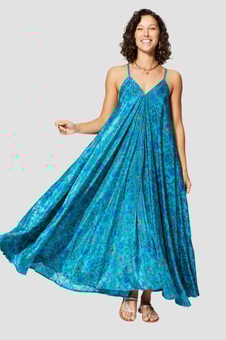 Robe longue - Turquoise et bleu
