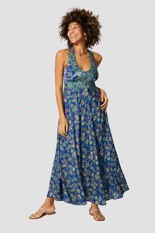 Robe - Bleu marine et vert