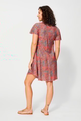 Robe trapèze - Corail et bleu clair
