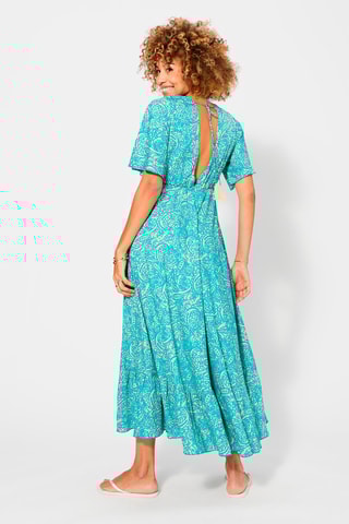 Robe longue - Turquoise et beige