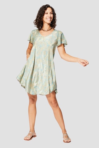 Robe - Beige et turquoise