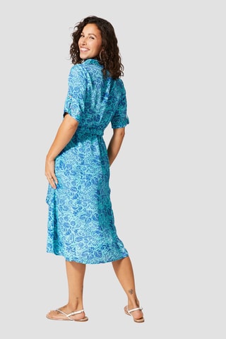 Robe chemise - Bleu et turquoise