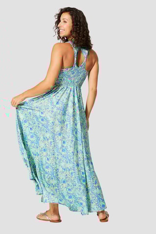 Robe longue - Beige et bleu
