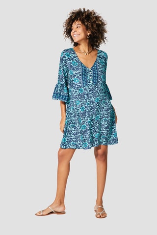 Robe trapèze - Turquoise et bleu marine