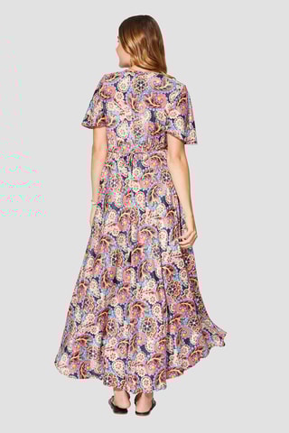 Robe longue - Bleu et rouge