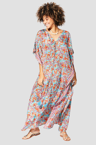 Caftan - Turquoise et rose