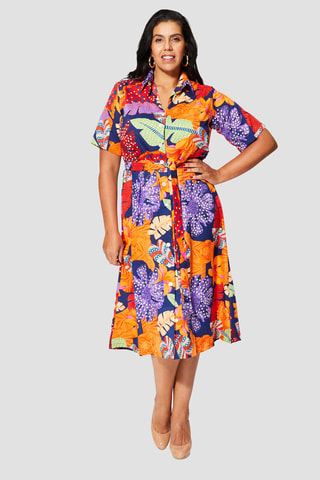 Robe longue - 
Orange et violet