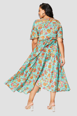 Robe - Turquoise et rose