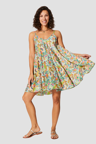 Robe trapèze courte - Turquoise et vert