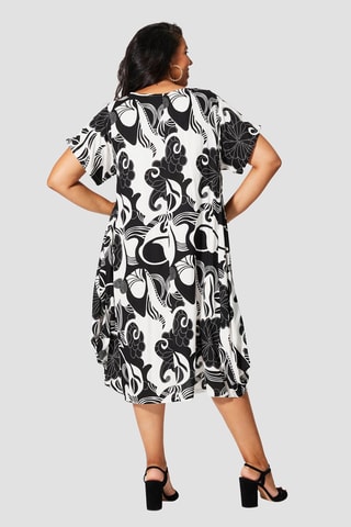 Robe trapèze midi - Blanc et noir
