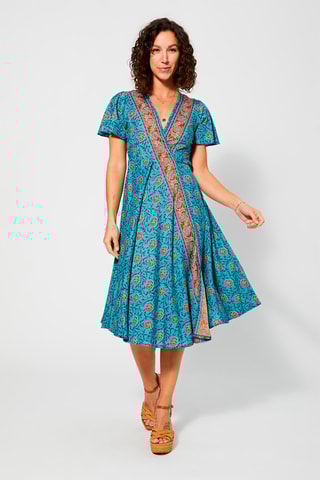 Robe portefeuille - Bleu et rouge