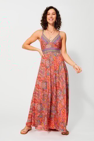 Robe longue - Rose et orange