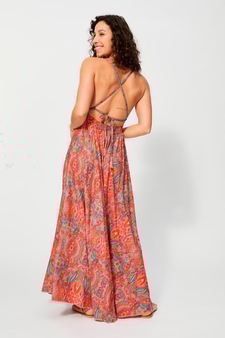 Robe longue - Rose et orange