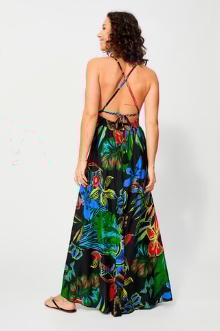 Robe longue - Noir et rouge