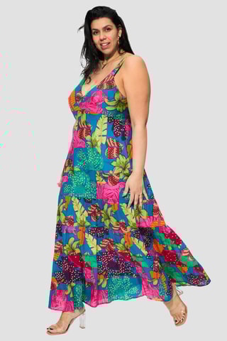 Robe longue - Bleu pétrole et vert