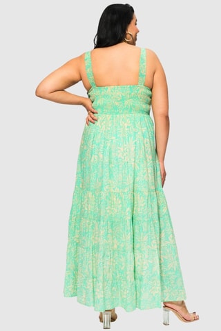 Robe longue - Vert et écru