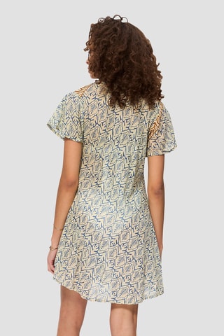 Robe trapèze - Ecru et bleu