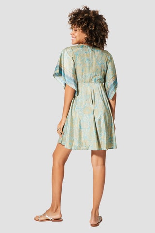 Robe  - Beige et turquoise