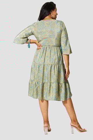 Robe  - Beige et turquoise