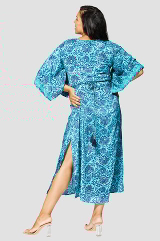Caftan mi-long - Doré et bleu marine