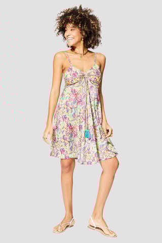Robe courte - 
Rose et vert