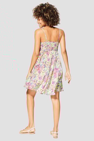 Robe courte - 
Rose et vert