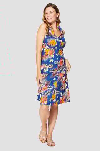 Robe  - Bleu marine et rouge