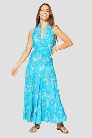 Robe  - Turquoise et blanc