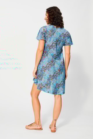 Robe trapèze - Bleu clair et rouge