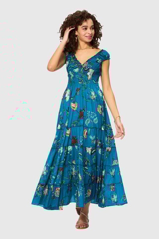 Robe volantée - Bleu pétrole