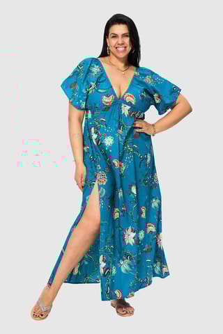 Robe longue - Bleu pétrole