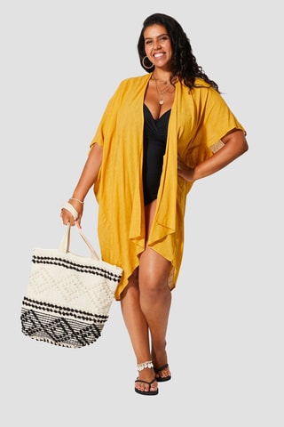 Kimono de plage - Moutarde