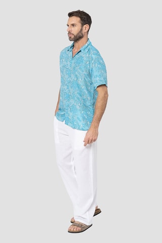 Chemise - Turquoise et beige