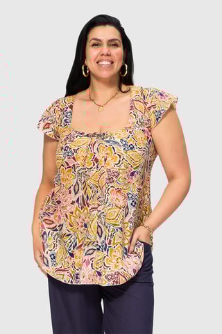 Blouse - Ecru et moutarde