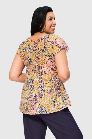 Blouse - Ecru et moutarde