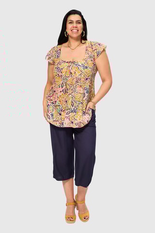 Blouse - Ecru et moutarde