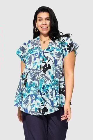 Blouse - Bleu et écru